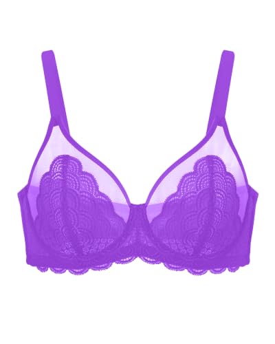 Image of HSIA Minimizer Bras for Women, Full Coverage Underwire Lace, Mermaid Scales