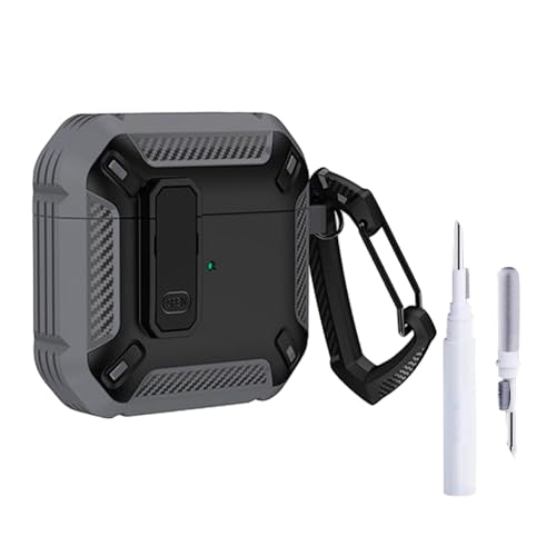 Image of YODI Case Cover for Airpods Pro|Pro 2|Airpods Pro 3|Airpods 4 Pouch, Silicone Cases with Cleaner Kit 360 Drop Protection,Shock-Resistant ((Black-Grey), Airpods 4)