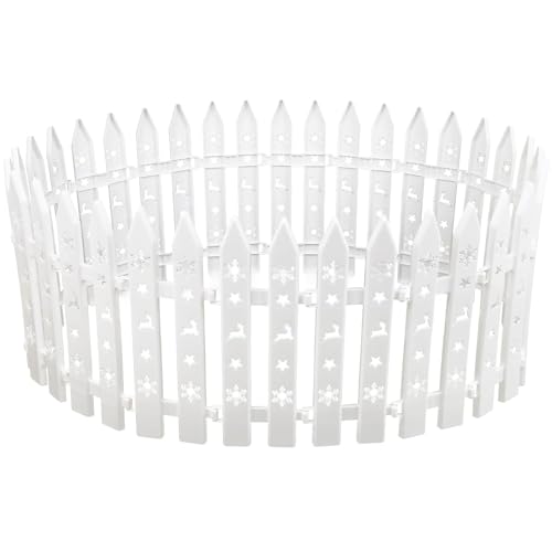 BOFUNX 24 Stücke Weihnachtsbaum Zaun 12×29.5cm Weiß Kunststoff Lattenzaun Dekoration für Weihnachten Hochzeit Party Gartenhaus