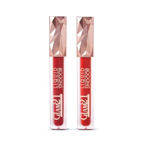 Image of Glam21 Liquid Sindoor | Quick-Drying & Smudge-Free Formula | Sweat-Resistant | Long-Lasting Wear | Smooth Sponge Tip Applicator for Precise Application | Combo Pack of 2 | Red and Maroon | 5gm each