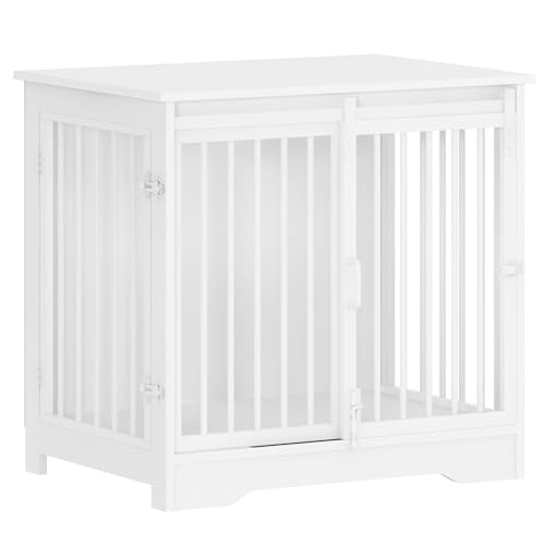 Hzuaneri Hundekäfig Möbel, 69 cm Hundebox, 2 Türen, Moderne Hundekäfig Indoor für kleine/mittlere/große Hunde, Beistelltisch, Hundebox für Zuhause 69 × 49 × 64,5 cm, Weiß DFC84313W