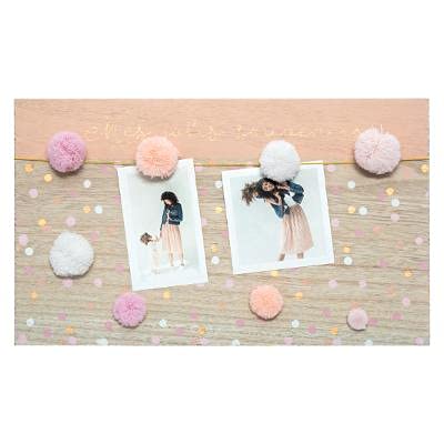 DreamHouse Premium Bilderhalter mit Pompoms-Klammern | Collage Fotoleine für Vier Bilder | einzigartig und niedlich | Fotowand zum Aufhängen der Bildern | Fotorahmen Bilderrahmen mit Klammern Cover