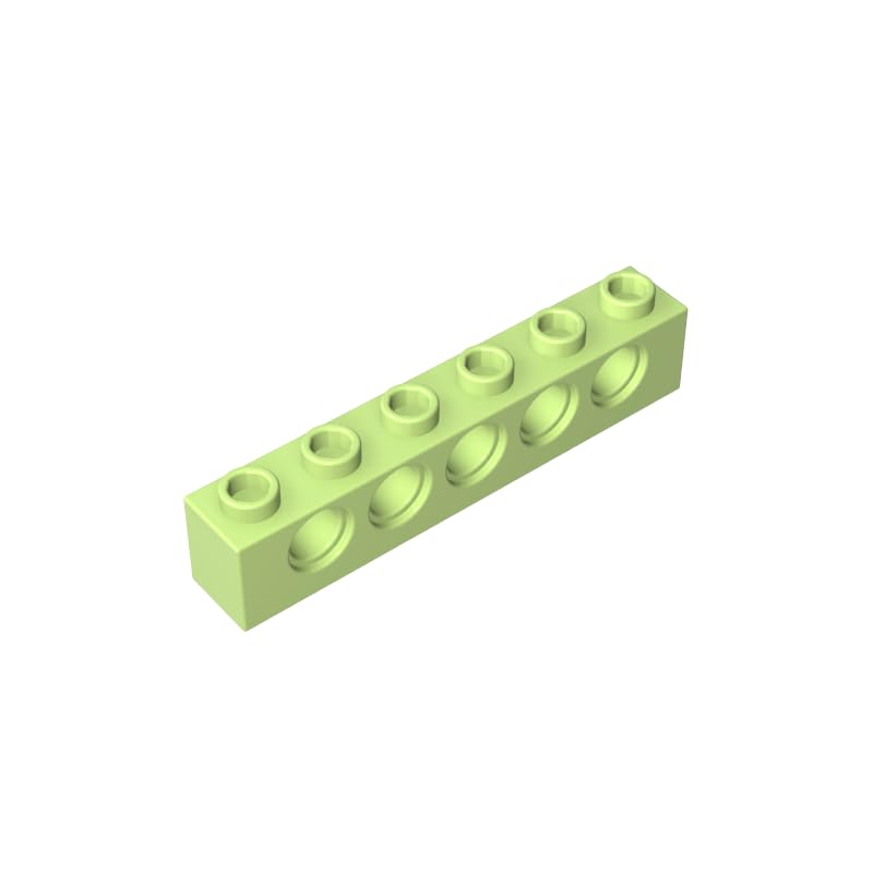 Gobricks 3894 Technology Brick Technic Brick 1x6 [5 Holes] 50 Pieces GDS-626 Compatible with Lego Building Blocks Color:Yellowish Green