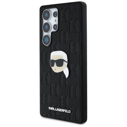 Image of CG MOBILE Karl Lagerfeld [Official Licensed] Monogram PU Leather Case with Pin Logo Karl Head Protective Case /Cover Designed for Galaxy S25 Ultra - Black