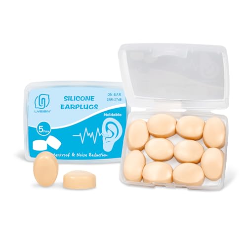 Image of LYSIAN Moldable Silicone Ear Plugs for Sleeping, Snoring & Side Sleepers, Soft Reusable Noise Reduction Earplugs for Sleep, Travel & Swimming, 5 Pairs, Skin Color