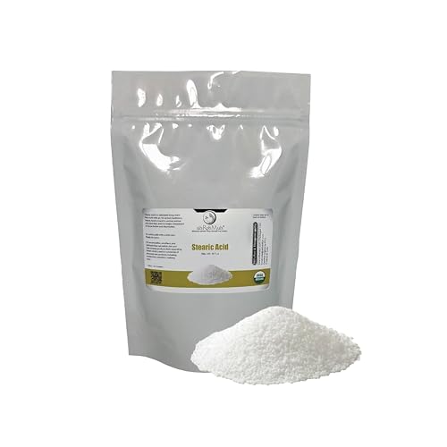 Organic Stearic Acid 38% Triple Pressed Cold-Pressed from Flax & Mahua Oil Emulsifier Thickener & Lubricant for Soaps Cosmetics Lotions Candles Creams 8 Ounce