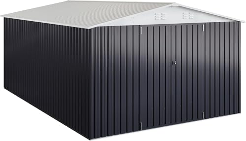 Image of Polar Aurora 10x14 Outdoor Storage Shed, Garden Shed with Updated Frame Structure and Lockable Doors, Metal Tool Sheds for Backyard Garden Patio Lawn, White