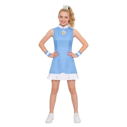 SAVITO Princesses Peach, Daisy and Rosalina Princess Cosplay Costume, Adult Sports Skirt Sets, Anime-Themed Princess Dress Set for Woman, Princess Rosalina Dress Set (Large)