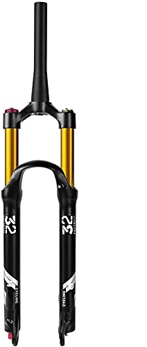 ZXGSXIOU MTB-Federgabel 26/27,5/29 Zoll, 140 mm Federweg, 1 1/8" gerade/konisch, Zugstufeneinstellung, Scheibenbremse, Schnellspanner 9 mm, C, 26