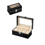 CSSHNL Uhrenbox 4 Positionen PU-Uhrenbox mit Schloss Aufbewahrungsbox for Haushaltsgegenstände for Uhren Antiquitäten Aufbewahrungsbox 4 Positionen