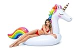Poojaed Riesiges Aufblasbares Einhorn, 2.7m x 1.4m x 1.2m Swimming Pool Aufblasbare Luftmatratze Spielzeug, Einhorn Wassersport Stühle, Spaß Sommer Strandparty aufblasbarer Pool Sitze Erwachsene