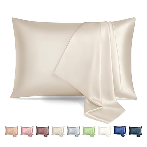 Softspot Satin Pillowcases 2-Pack Queen/Standard Silky Smooth Pillow Covers for Hair & Skin Anti-Frizz Anti-Wrinkle Moisture Retaining Luxurious Comfort Cream