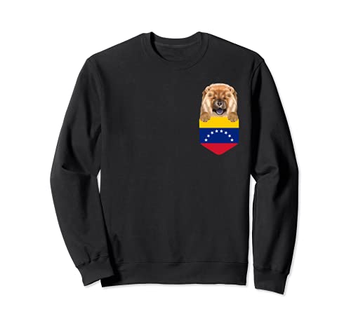 Venezuela Flag Chow Chow Dog In Pocket Sweatshirt, Black