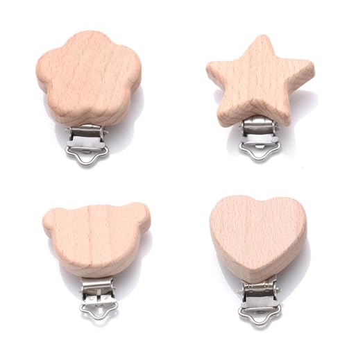 Pinzas Chupete, Clip Madera Para Chupete, Pinzas De Chupete De Madera, 4 Piezas Clips Madera Para Chupete, Pinzas Clip Madera Para Chupete, Pinza Para Chupete Madera