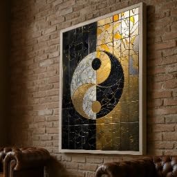 Tableau Yin Yang harmonie zen toile abstraite peinture maison élégante