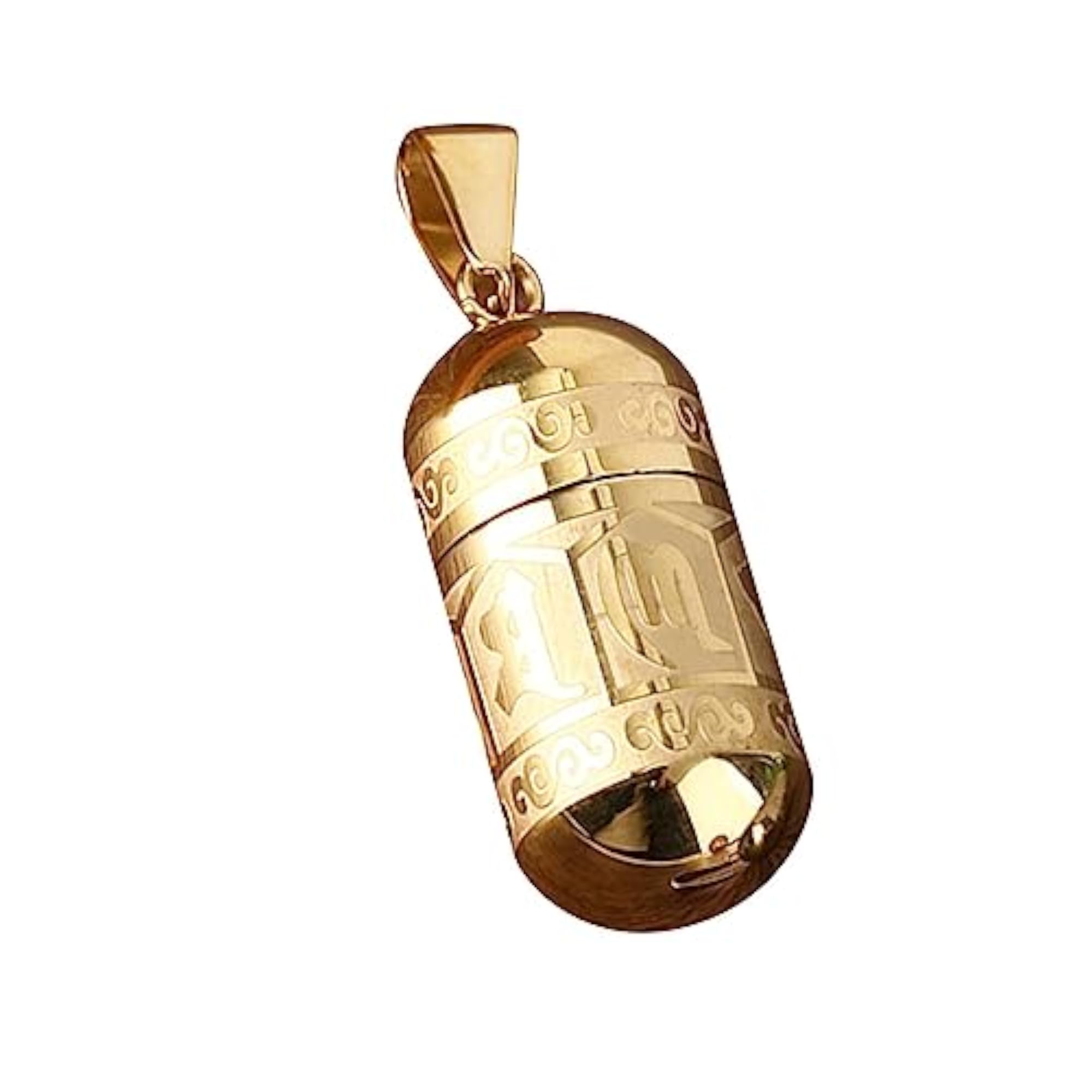 Gold Urn Pendant Engraved Openable Perfume Bottle Memorial Charm