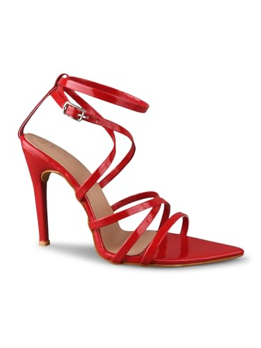 Image of JM LOOKS Fancy Pointed Toe Sandals: Stylish Stiletto Heels with Ankle Strap, Comfortable for Women & Girls