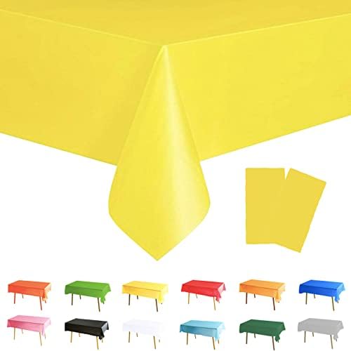2Pcs 137*274cm Disposable Blue Table Cloth Table Covers,Ukraine Themed Rectangular Dining Table Cover Disposable Tablecovers Plastic Tablecloths for Picnic,Ukraine,Birthday Parties Decorations