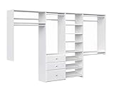 Dual Tower Closet Storage Wall Mounted Wardrobe Organizer Kit System with Shelves and Drawers for Be