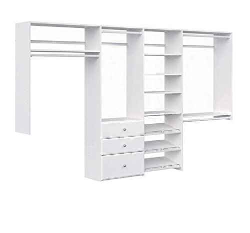 Dual Tower Closet Storage Wall Mounted Wardrobe Organizer Kit System With Shelves And Drawers For Bedroom In White With Hardware Wood Closet, Storage & Organization #TOP8