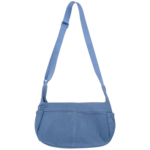 Image of Canvas Crossbody Bag for Women, Shoulder Bag with Pockets, Casual Travel Messenger Bag