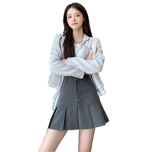 Women's High Waist Zipper A-Line Short Skirt - Autumn