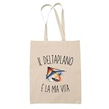 Planetee Borsa di Tela con Scritta Il Deltaplano È La Mia Vita | Tote Bag in Cotone a Spalla | Regalo per Lui e per Lei, Compleanno, Natale | Stampata in Bretagna