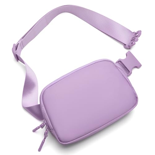 Belt Bag Fanny Pack Crossbody Bags for Women Two-Way Zip Closure Fashion Waist Packs with Adjustable Strap Gifts for Teenage Girls Sister Gifts Trend Stuff (Lavender)