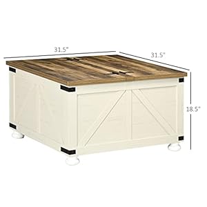 NicBex Coffee Table Wooden Coffee Table with Storage Square Center Tables with Open Top and Inner Compartment Dining Table for Living Room Dining Room Office and Bedroom315 W Antique White