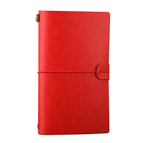 Diario de viaje de piel, agenda de viaje de piel, recambio y cuaderno vintage, 4,72 x 7,87 lnch(rojo)