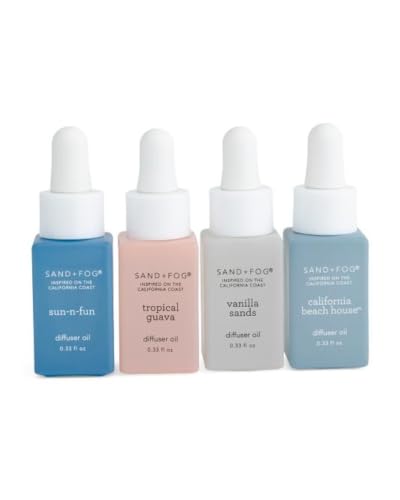 Image of Sand + Fog Diffuser Oils Gift Set, 4 Pack, 0.33 fl oz Each (Sun-n-Fun, Guava, Vanilla, Beach)