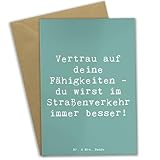 Mr. & Mrs. Panda Grußkarte Spruch Erste Erfahrungen im Straßenverkehr machen - Geschenk, motivierender, Motivation, Zuversicht, Trost, firmungskarte, einladungskarten, Auto, Straßenerfahrung sammeln