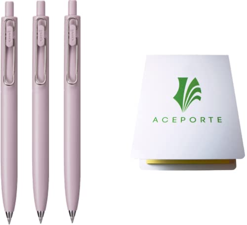 uni-ball one F 0.38mm - Can be written clearly Gel pen, 3 Pack (Faded Pink body/Black inc), Sticky N