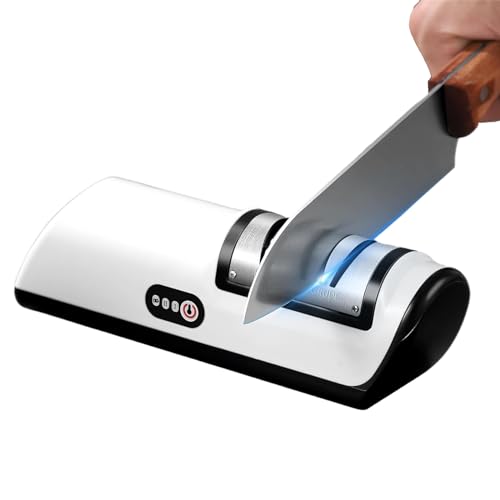 Recopilación de Cuchillos eléctricos Top 10. 45 QEWDAEQ Afilador de Cuchillos Electrico 4 en 1, Afilador de Cuchillos Profesional 2 Marcha, Afilar y Pulir Rápidamente, con Base Antideslizante y Cable USB, para Todos Tamaños...