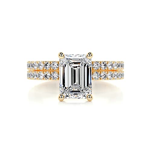 2.5 Carat (ctw) Emerald Cut Bridal Ring Sets for Women 925 Sterling Silver 10K 14K 18K Gold Moissanite Wedding Sets Size 4-123