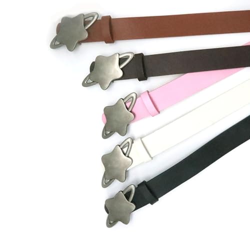 Fashion Star Shape Buckle Belt for Women Girls Classic Solid Color Adjustable Waist Ornament PU Leather4