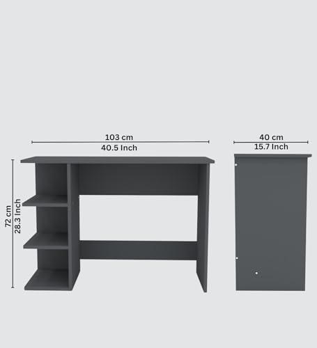 Image of SPECIALITY PANELS Modern Study Desk with 3 Shelves, Walnut Brown, Engineered Wood, 103x40x72 cm, Compact Design, Rectangular