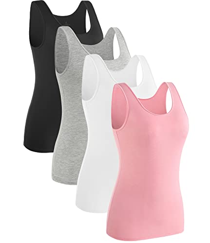 Image of Rosyline Womens Sleeveless Tank Tops Layering Tanks Undershirt Tank Top 3-4 Pack