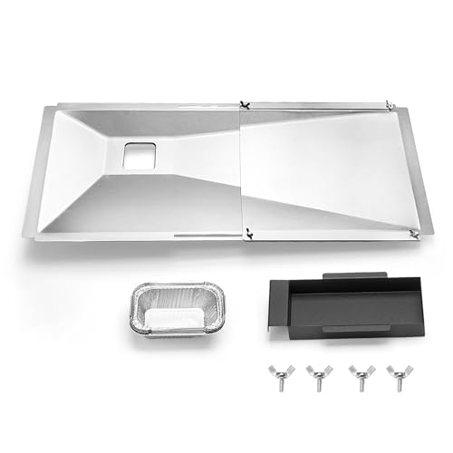Adjustable Grease Tray with Catch Pan for Nexgrill Charbroil Dynaglo Kenmore & Expert Grill Fits 3/4/5-Burner Gas Grills Heavy-Duty Aluminum Drip Pan with Catch Design