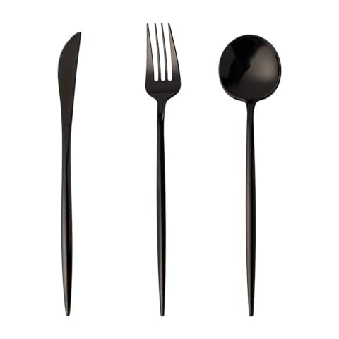 Fabulous Party 180PCS Black Plastic Silverware,Heavy Duty Disposable Utensils Include 60 Forks,60 Spoons and 60 Knives,Black Cutlery Plastic Silverware Sets for Party, Birthday,Wedding Cover