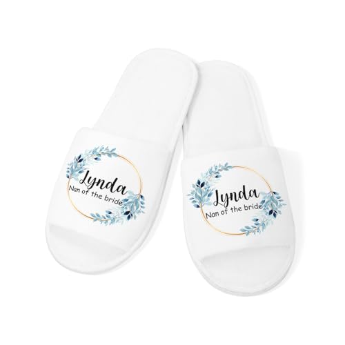 callie Personalized Wedding Slippers Set of 2, Wedding Day Bridal Shower Party Gifts for Bride Bridesmaid, Cotton