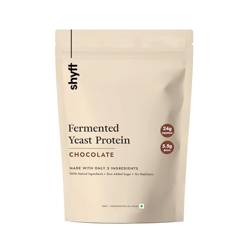 Image of Shyft Fermented Yeast Protein | Chocolate - 500g | 24g Protein | 5.5g BCAA | Easy to Digest | Complete Amino Acid Profile | Just 5 Natural Ingredients | No Chemicals | Vegan Protein | Gut Friendly