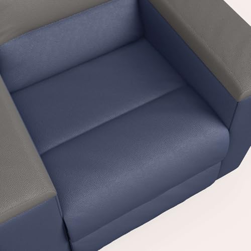 Image of Interio by Godrej Recliner, SumoV2 Manual 1 Seater Fab Leather Recliner, 3-Years Warranty (Blue Grey)
