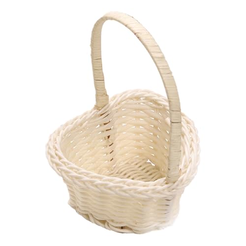 Flower Girl Rattan Basket - Heart Shaped Wicker With Handle | Easter Candy Storage Basket | Wedding Flower Arrangement