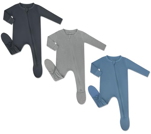 Image of HAPIU Rayon from Bamboo Baby Footed Pajamas, 2 Way Premium Zipper, Footie for Baby Boy Girls, Newborn-24 Months