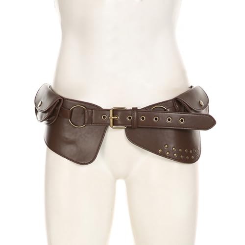 Stylish PU Leather Belt Punk Styled Waist Chain with Rivet Decor for Everyday Commutes Casual Gatherings Date4
