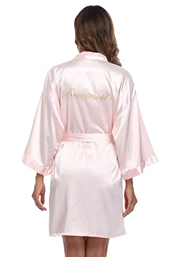 Image of Super Shopping-zone Women's Pure Bride Robes Embroidery Bridesmaid Robes Bridal Party Kimono Robe Wedding Sleepwear