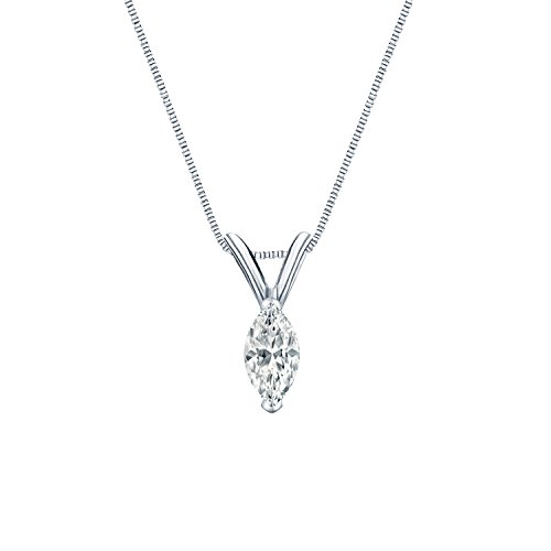 Diamond Wish 14k White Gold V-End Prong Marquise Diamond Solitaire