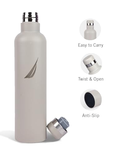 Image of NAUTICA Premium Leak-Proof Insulated Water Bottle - 1pc (Yacht)| 750ml | Stainless Steel Flask with 24 Hours Temperature Retention | Ideal for Travel, Gym, Office Use Oreo Big Solid-peachborn