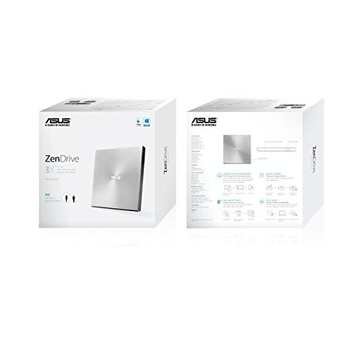 Asus Zendrive Silver 13Mm External 8X Dvd/ Burner Drive +/-Rw With M-Disc Support, Compatible With Both Mac & Windows And Nero Backitup For Android Devices (Usb 2.0 & Type-C Cables Included) #TOP4